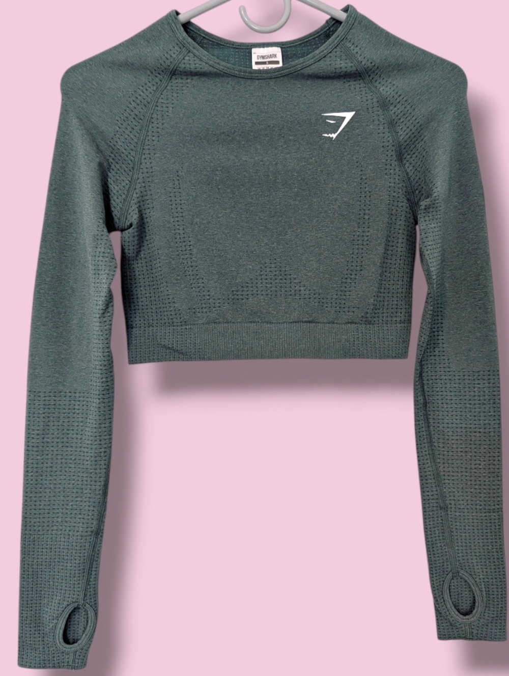 Gymshark Olive Green Fitted Seamless Cropped Long Sleeve Vital Crop Top SM